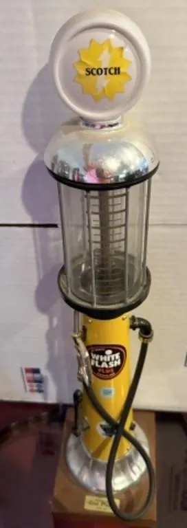 Vintage White Flash Gas Pump Decanter