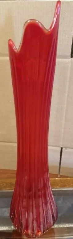 Vintage Stretch Swung Glass Floor Vase
