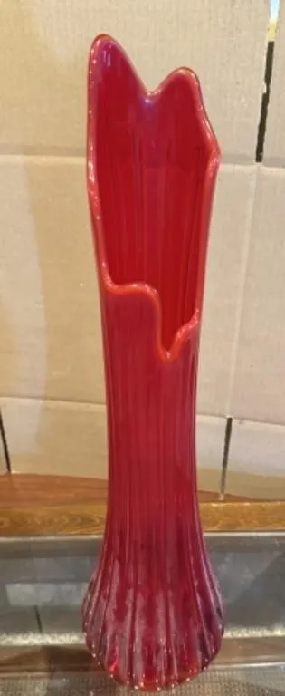 Vintage Stretch Swung Glass Floor Vase
