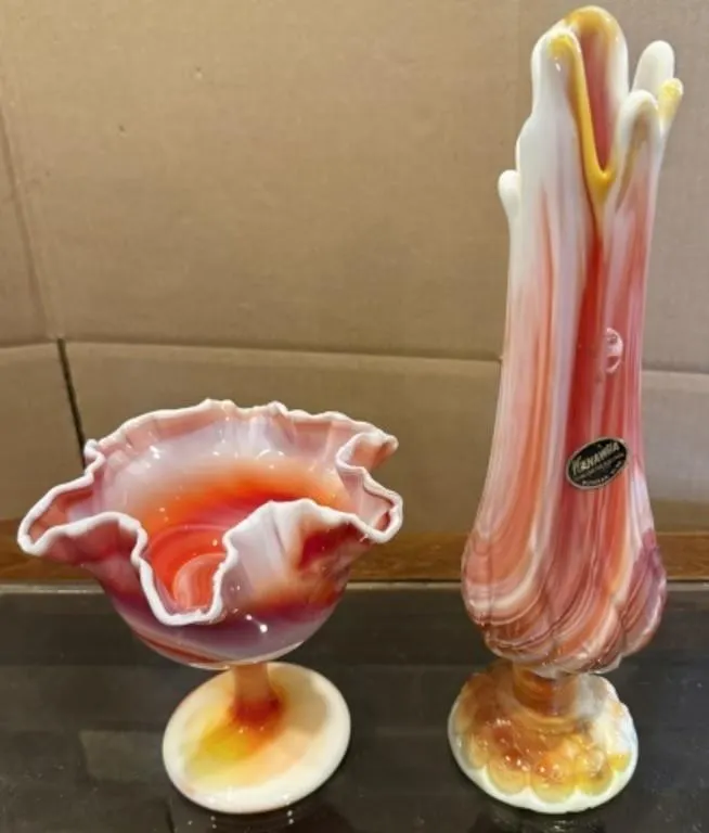 Vintage Kanawha Glass Company Swung Glass Footed