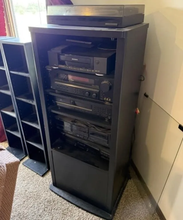 Media Cabinet w/ Kenwood Stereo System (Record