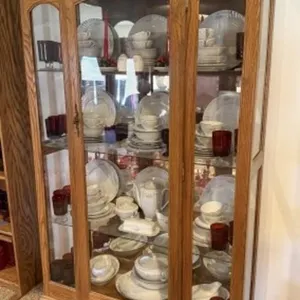 Vintage Wood Curio Cabinet Featuring Detailed