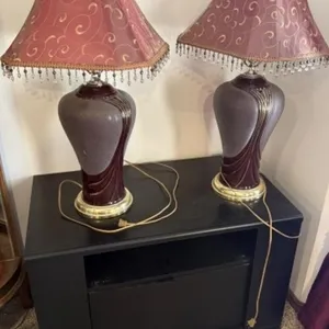 Media Console Stand, 2 Matching Lamps