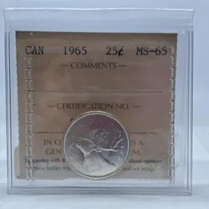 ICCS Graded Mint State 1965 Canada Quarter