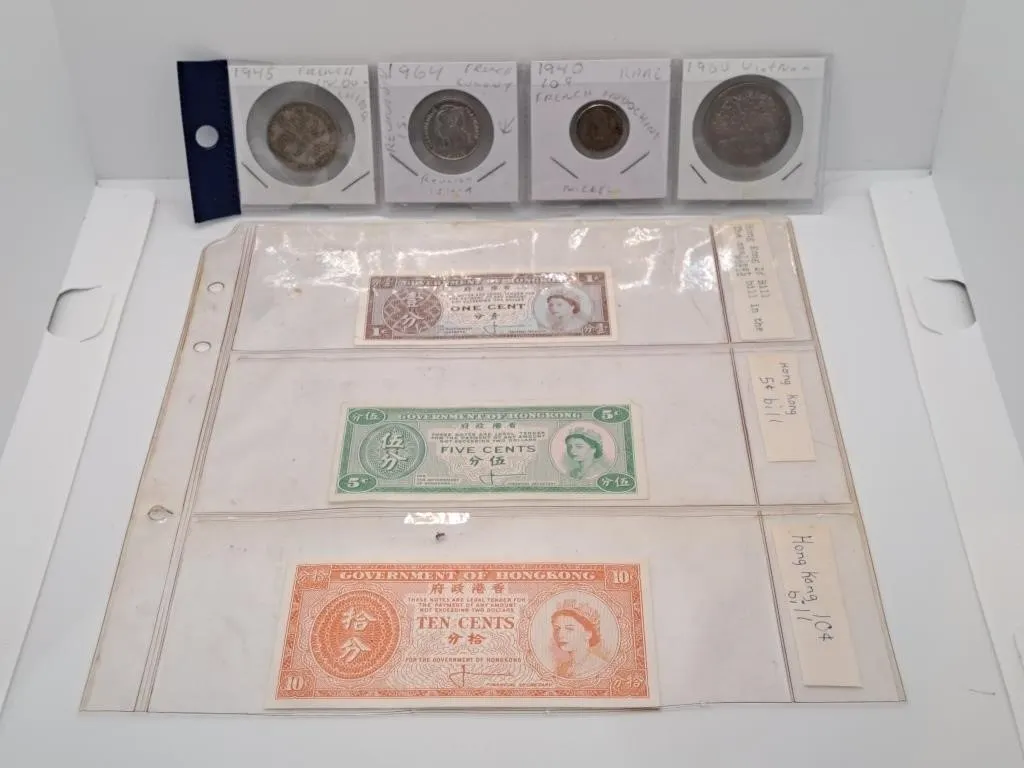 Coins and Currency from Hong Kong, French
