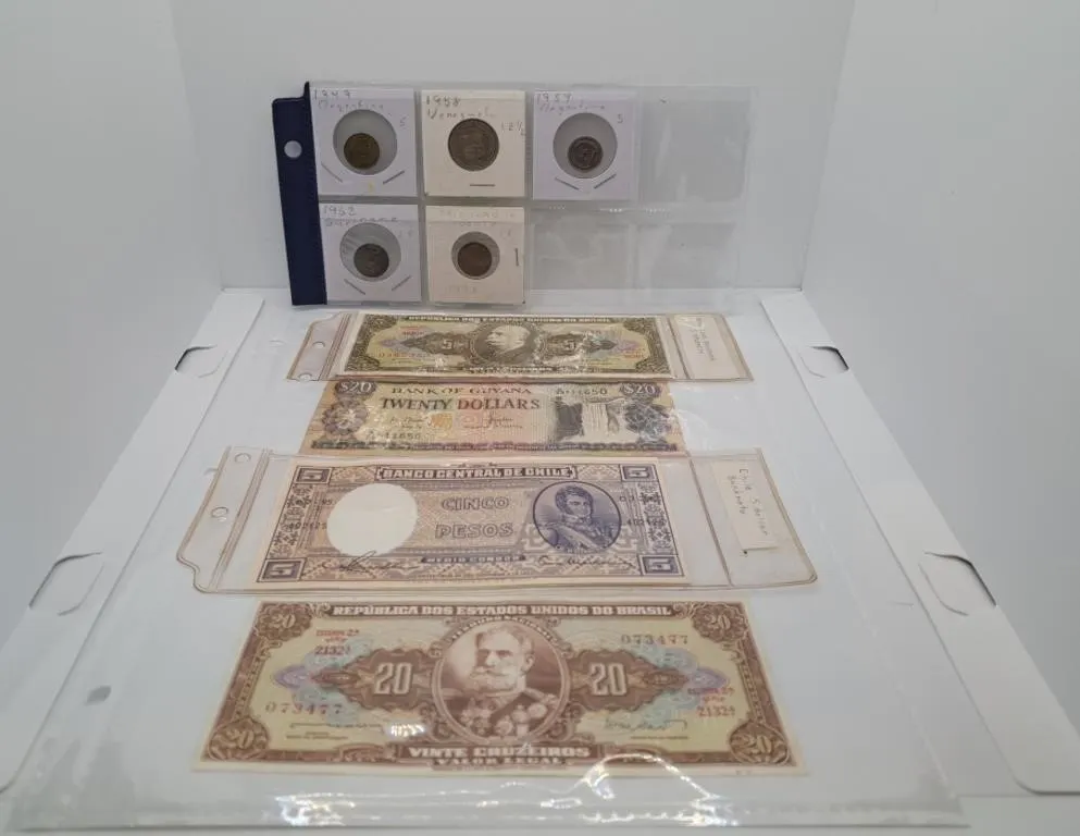 World Coins and Currency from Guyana, Brazil,