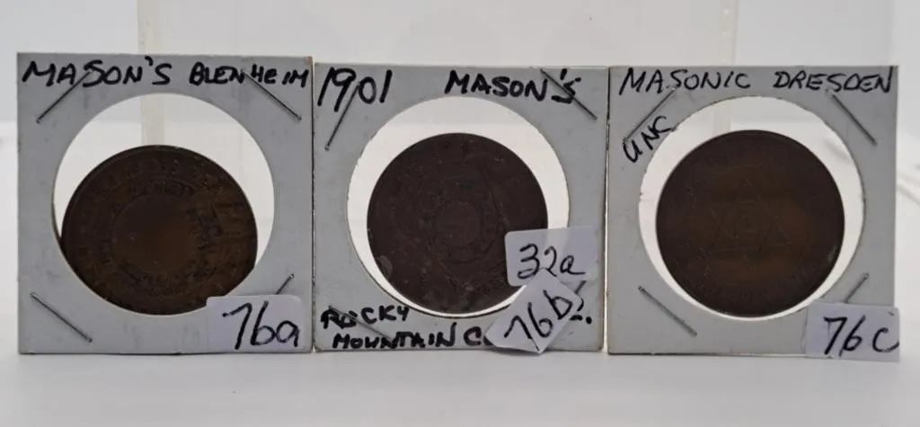 Three Mason Tokens. Tokens are From Blenheim,