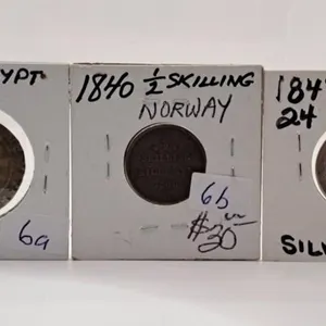 1808 Egypt Coin,1840 Norway Half Skilling Coin