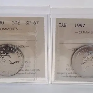 ICCS Graded Specimen 1980 and 1997 50 Cent Pieces