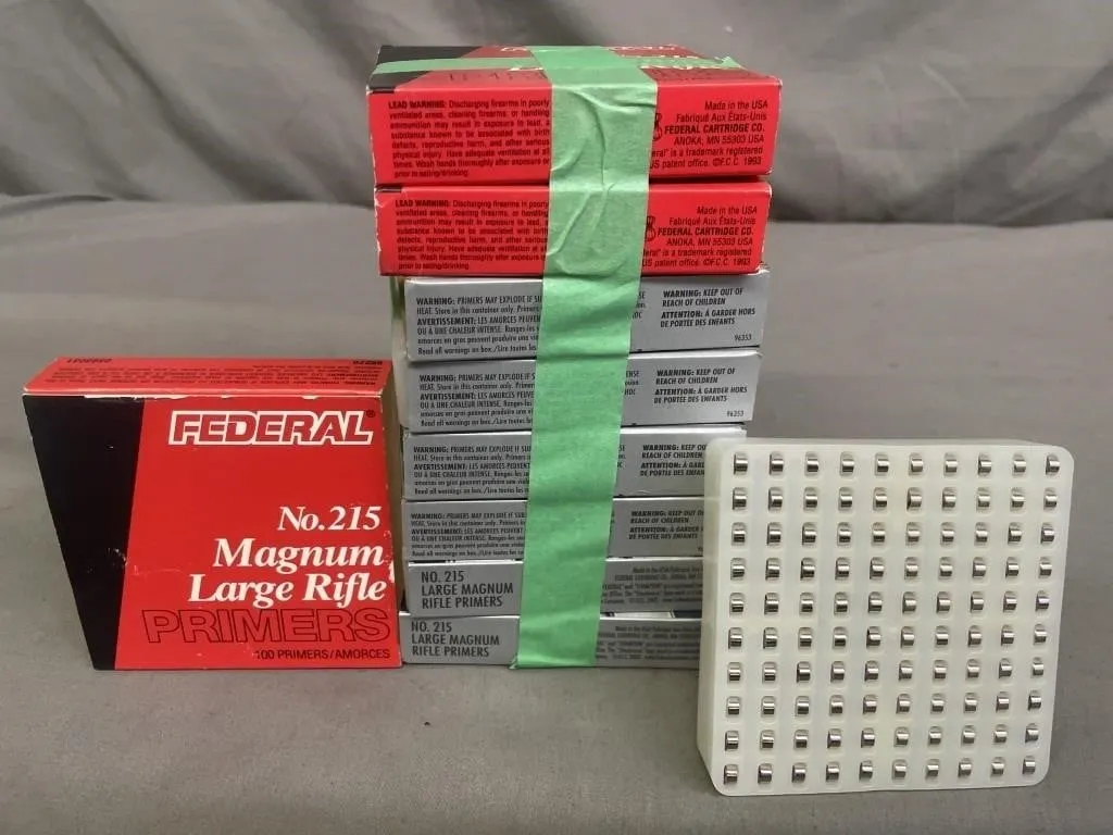 Nine packs of 100 Federal No. 215 Magnum Large