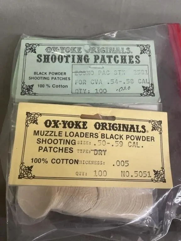 Bag of assorted muzzleloading patches.