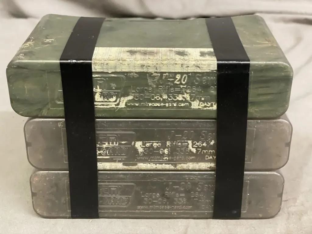 Three Case-Gard ammo boxes for large rifle