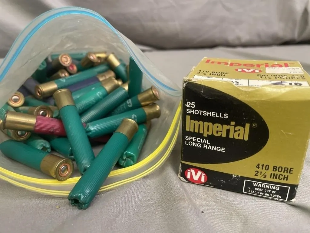 Bag of about 70 assorted .410 ga. shot shells.
