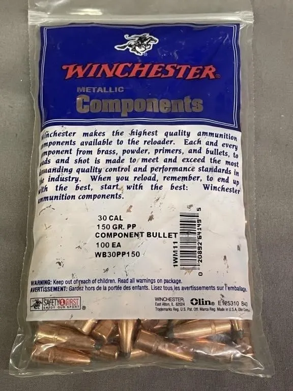 Bag of 100 Winchester.30 cal. Component Bullets.