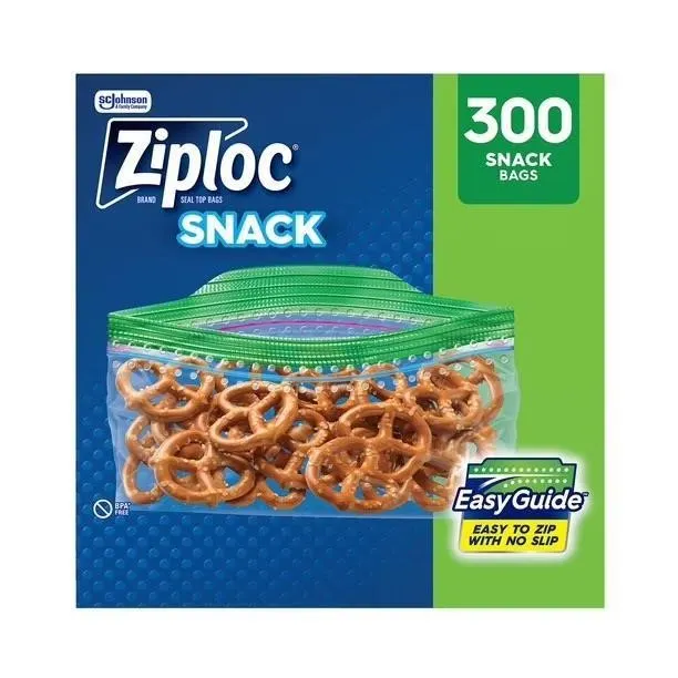 Ziploc Snack Bags With EasyGuide Texture 300ct