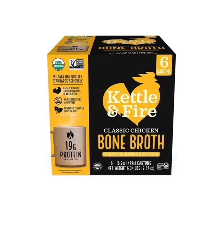 Kettle Fire Chicken Bone Broth 16.9oz 6pk