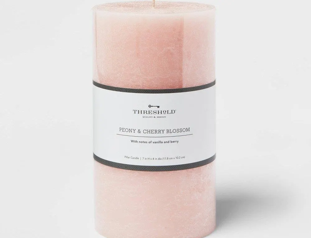 Threshold Peony Cherry Blossom Pillar Candle 7x4