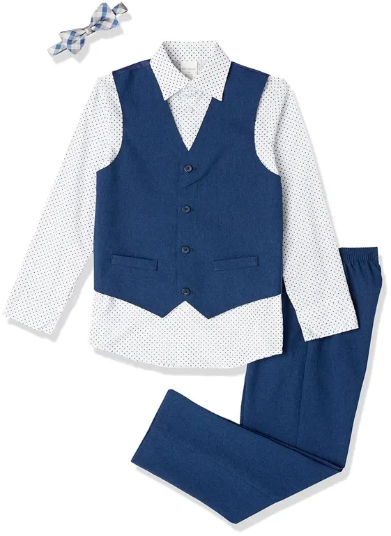 Van Heusen 4-Piece Formal Suit Vest Set Blue 6