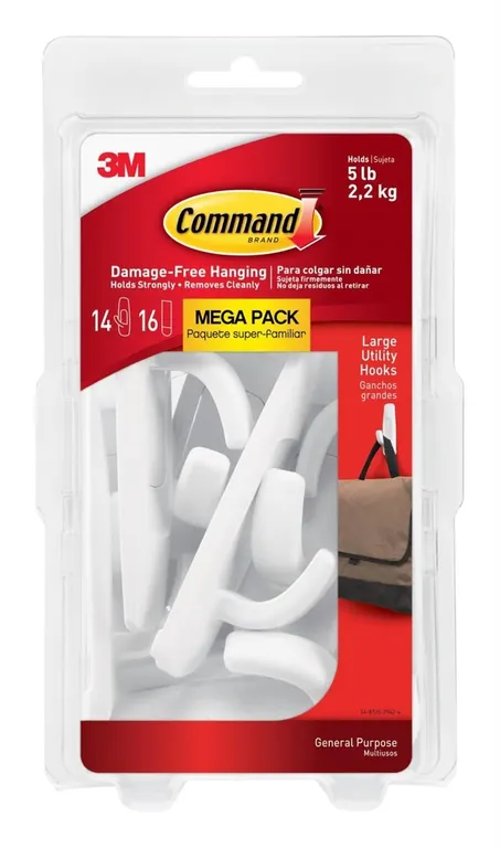 Command Large Utility Hooks White 14ct 2pk