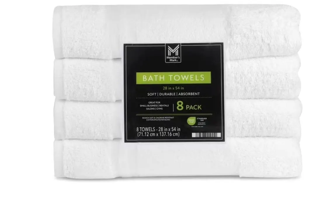 White Bath Towels 28x54 8pk