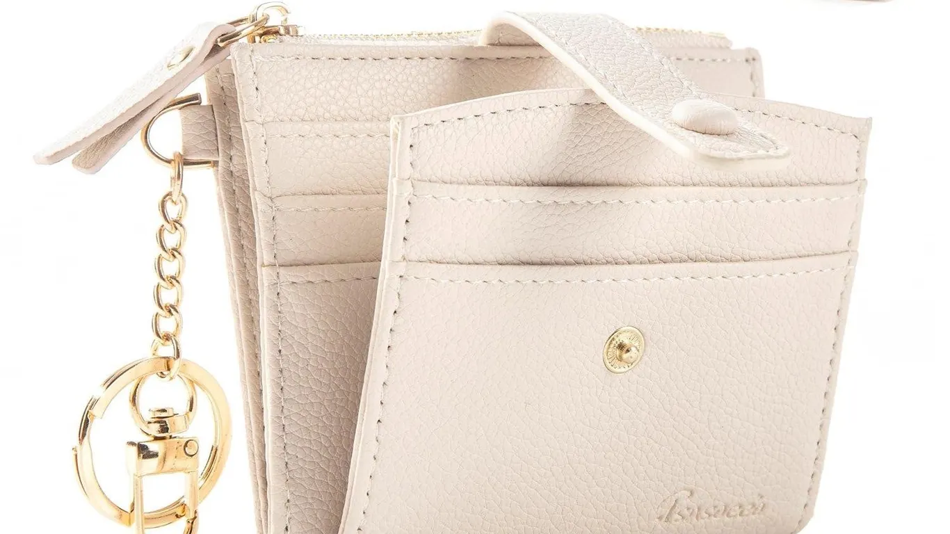 TSNSOEEO RFID Keychain Wallet Wristlet Beige