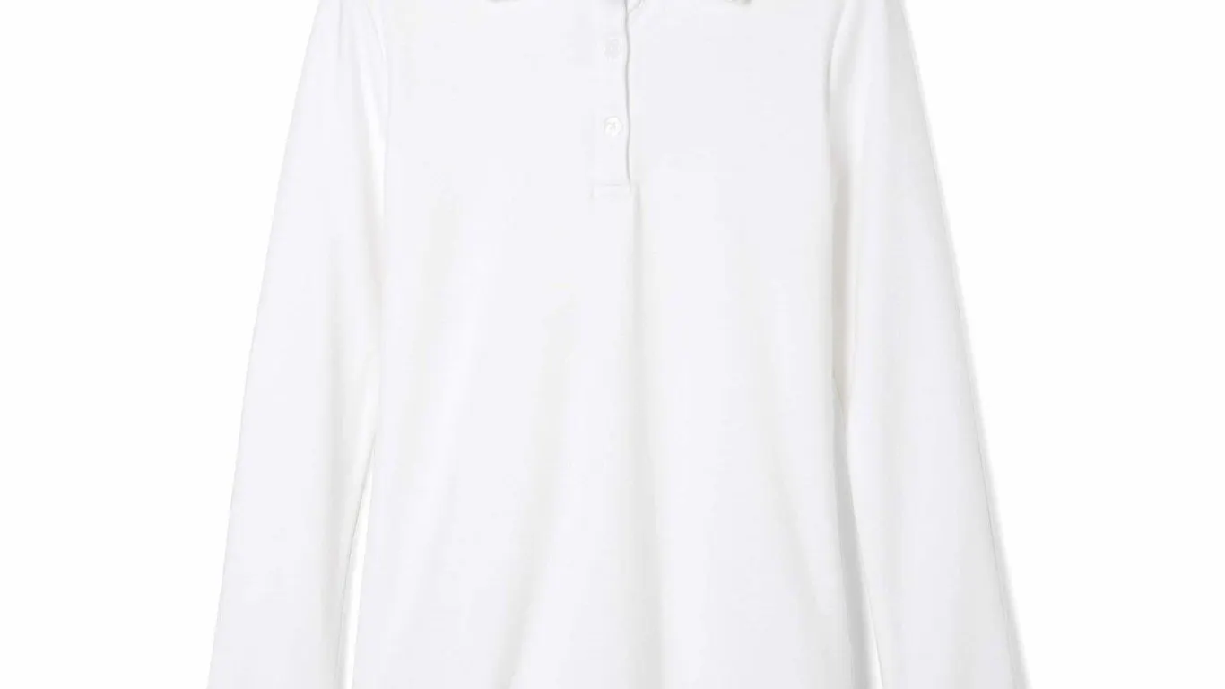 French Toast Girls Long Sleeve Polo White XL