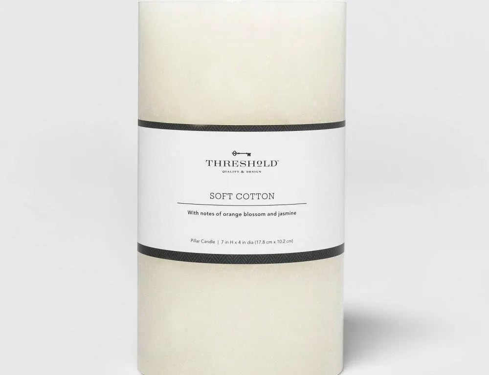 Threshold Soft Cotton Pillar Candle 7x4
