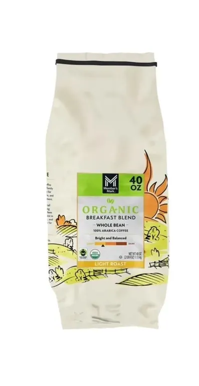 Organic Breakfast Blend Whole Bean Coffee