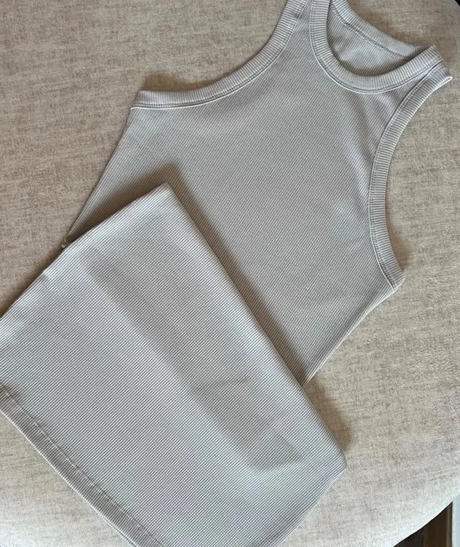 LOFT High Neck Ribbed Sleep Dress Gray Size XS