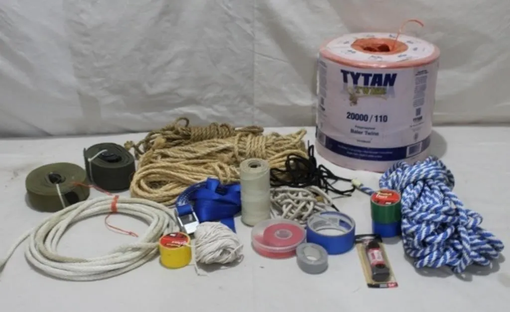 Baler Twine, Rope, Canvas Straps, Duct Tape