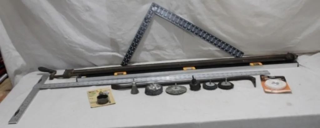 Level, T-Square, Metal Clamp, Steel Brushes & More
