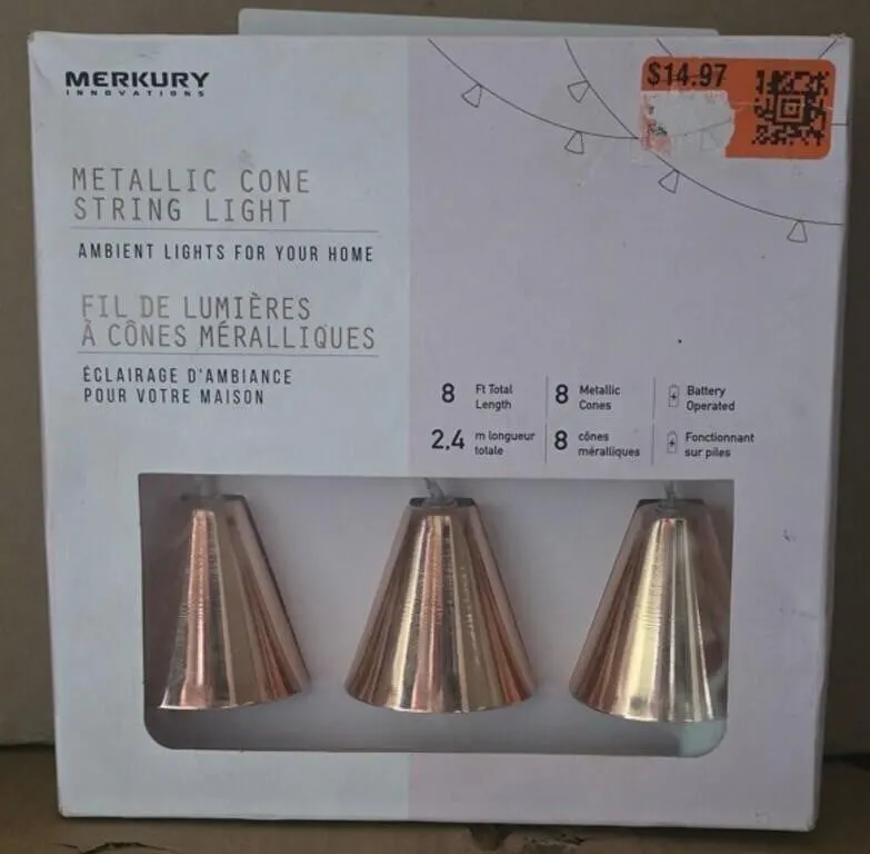 Merkury Innovations Metallic Cone String Light