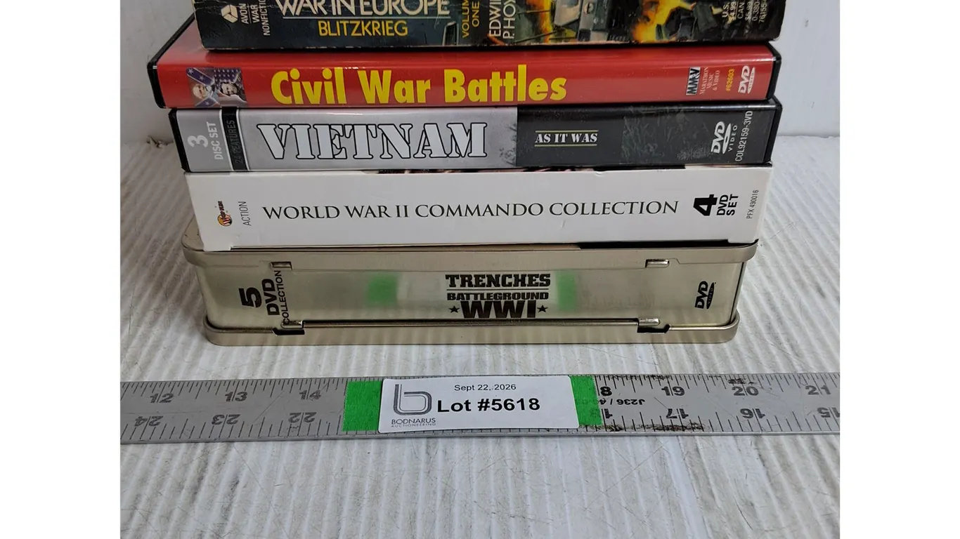 DVD Sets Featuring World War II,Vietnam War,Civil war and Paperback Novel