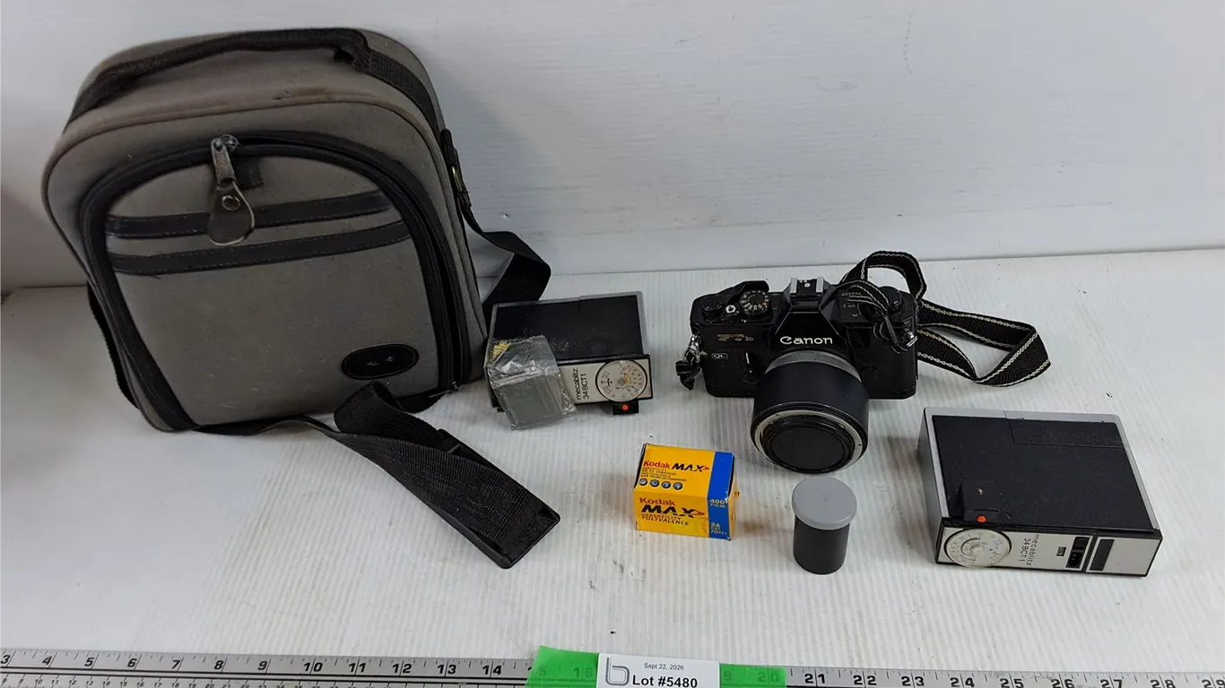 Vintage Canon FT Film Camera, Kodak Film, Accessories