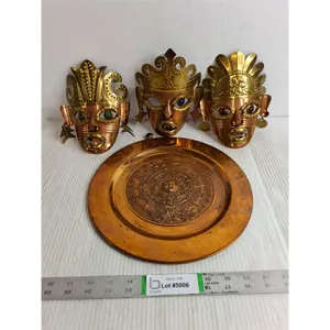 (3) Copper Masks and Copper Aztec Wall Plate