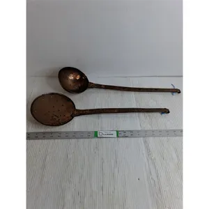 Antique Copper Ladle and Slotted Spoon