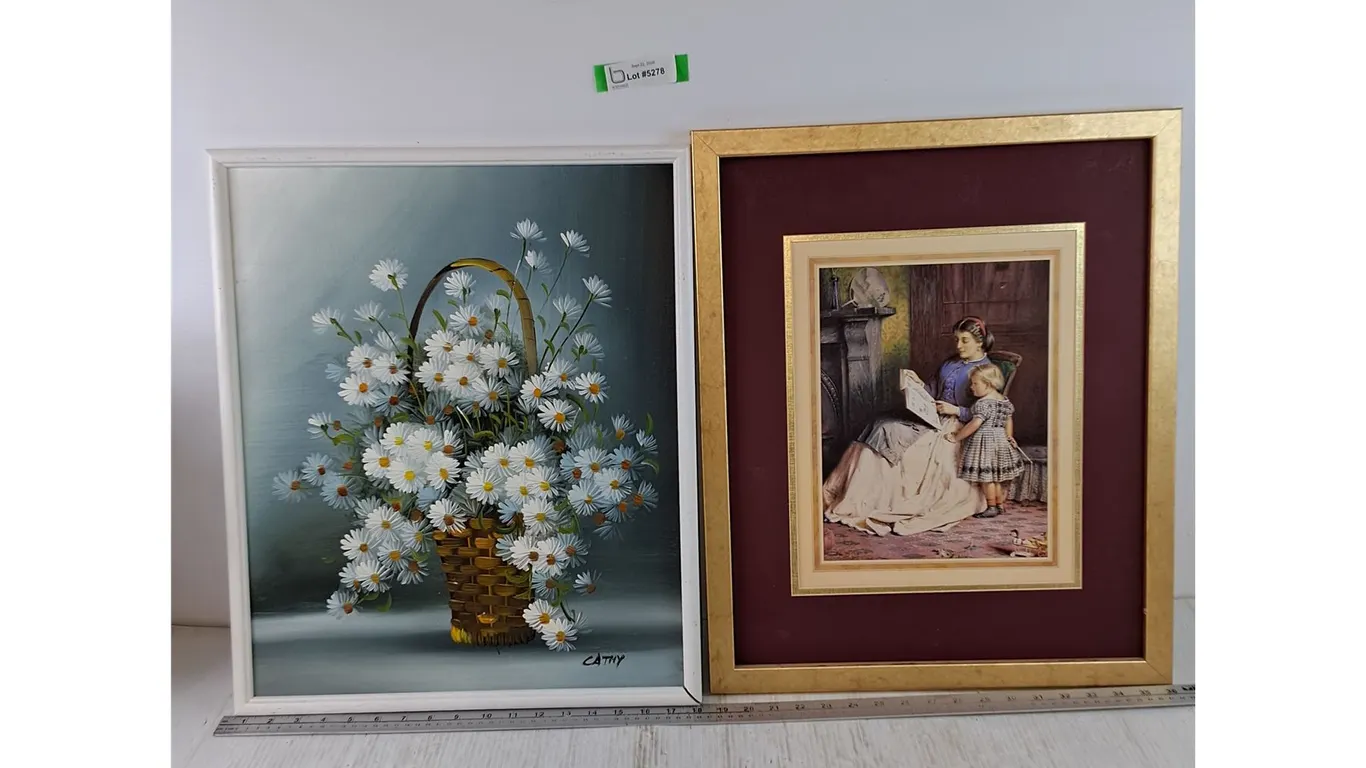 Flower Painting 17 3/4" x 21 1/4" and Painting Print 17 3/4" x 22"