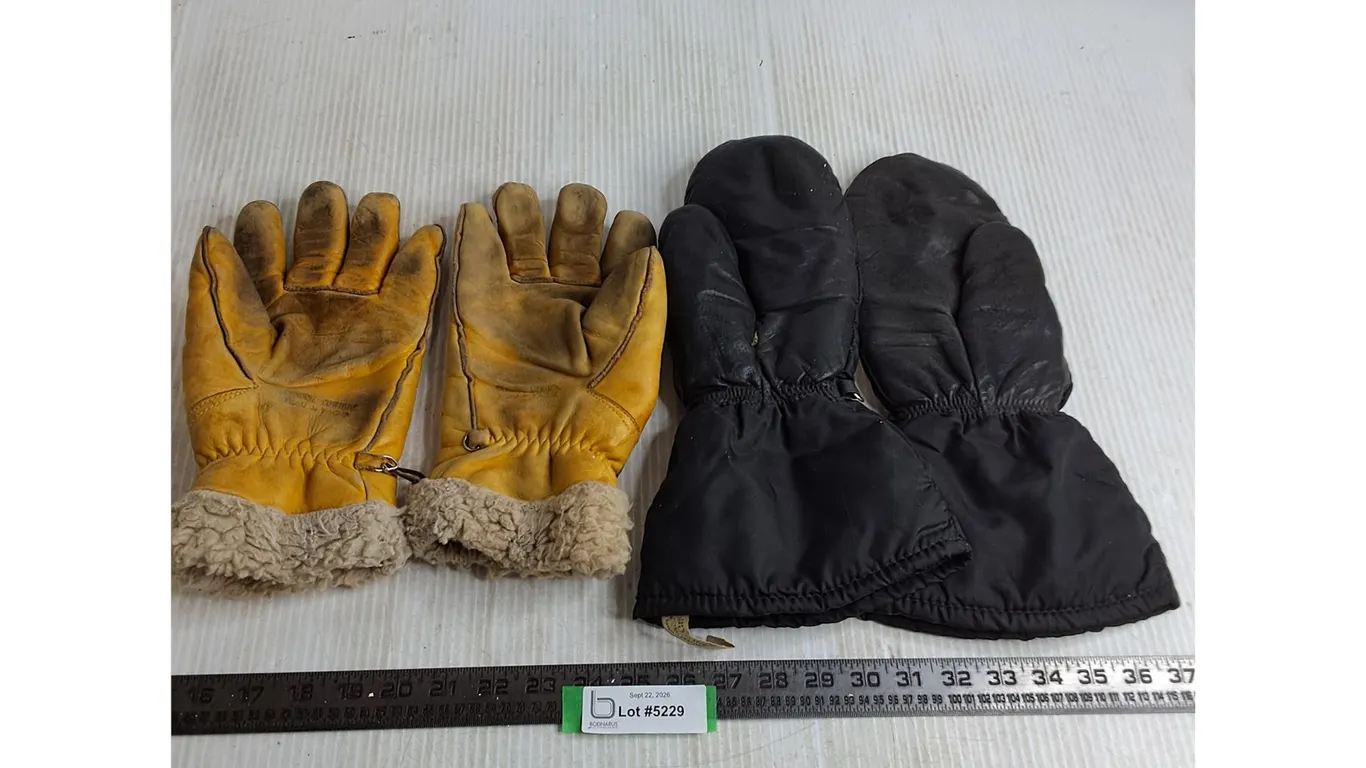Leather Gloves, Winter Mitts - Both Large Size
