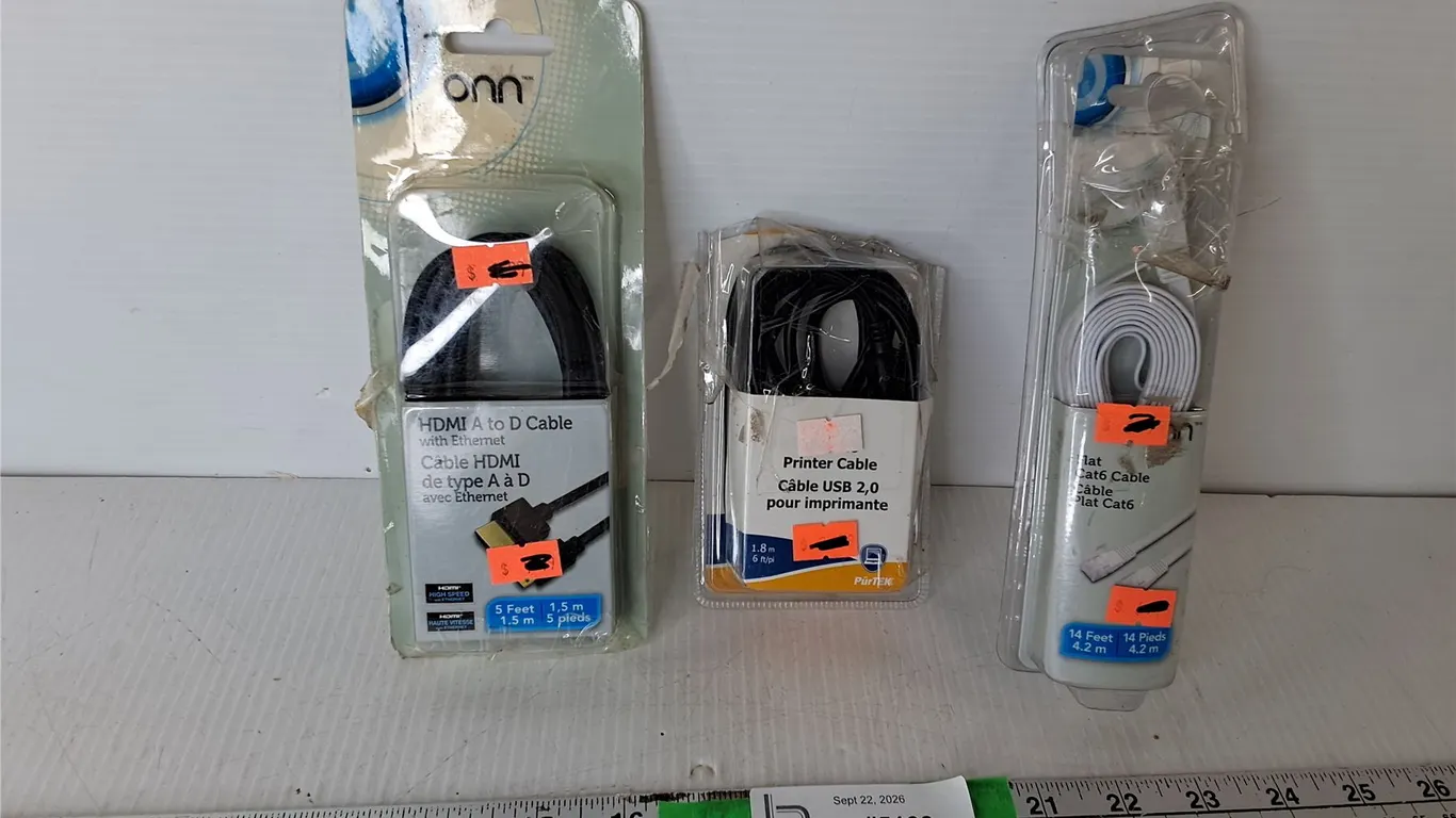 Printer Cable, HDMI A to D Cable, Cat6 Cable