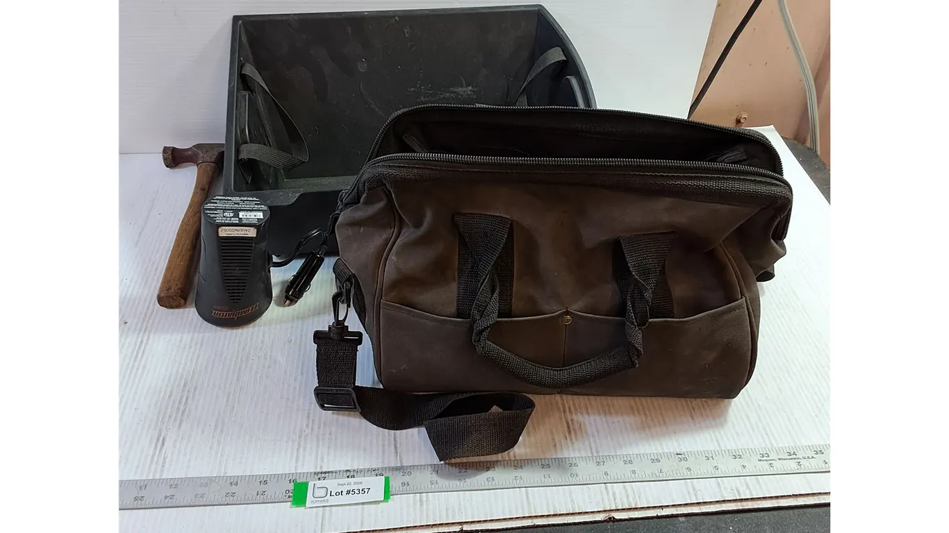 Craftsman Power Tool Bag, Hammer, Motomaster Power Inverter, Storage Tray