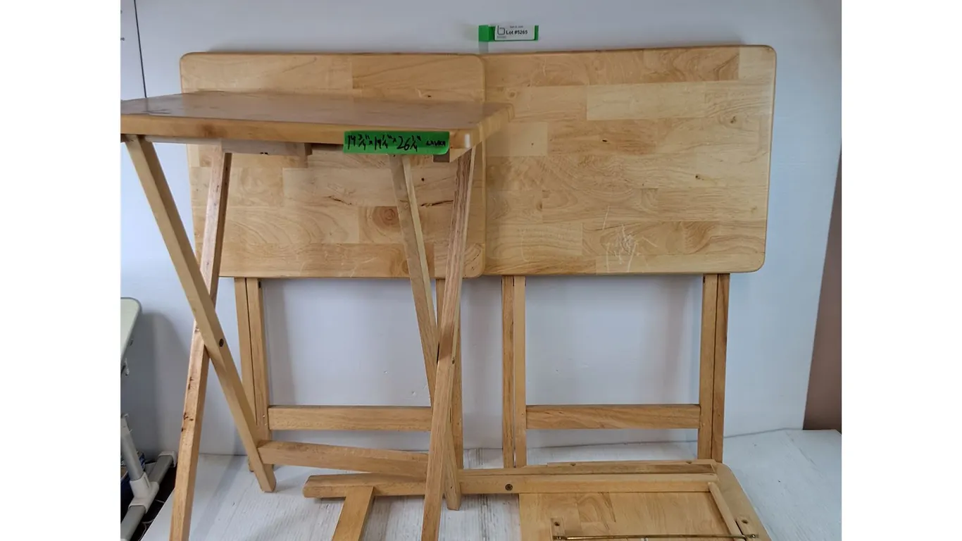 (4) Wooden Folding Tables 14 3/4" x 19 1/4" x 26 1/4", Pickup Only