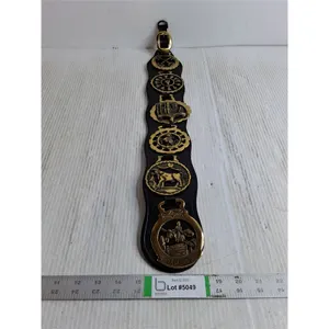 (1) Leather Strap with 6 Horse Medallions