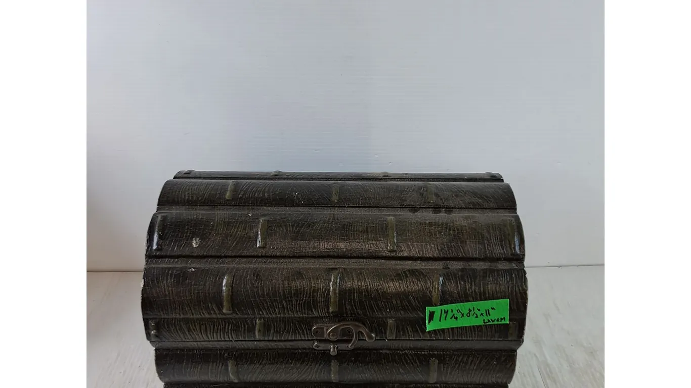 Black Wooden Chest with Maroon Lining, 14 1/4" x 8 1/2" x 11"