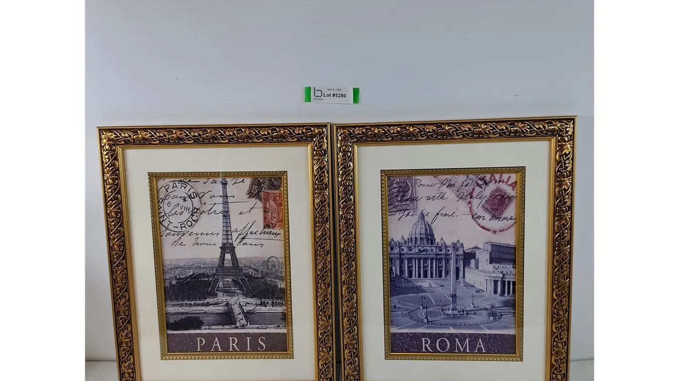 (2) Framed Pictures of Rome and Paris, 18 1/4" x 14 1/4"