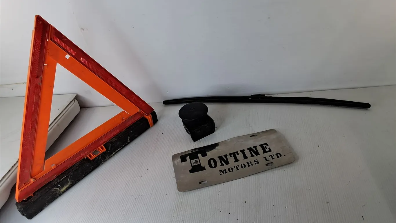 Roadside Hazard Triangle, Cupholder Ashtray, Approx. 26" Wiperblade, Misc. Can't Ship