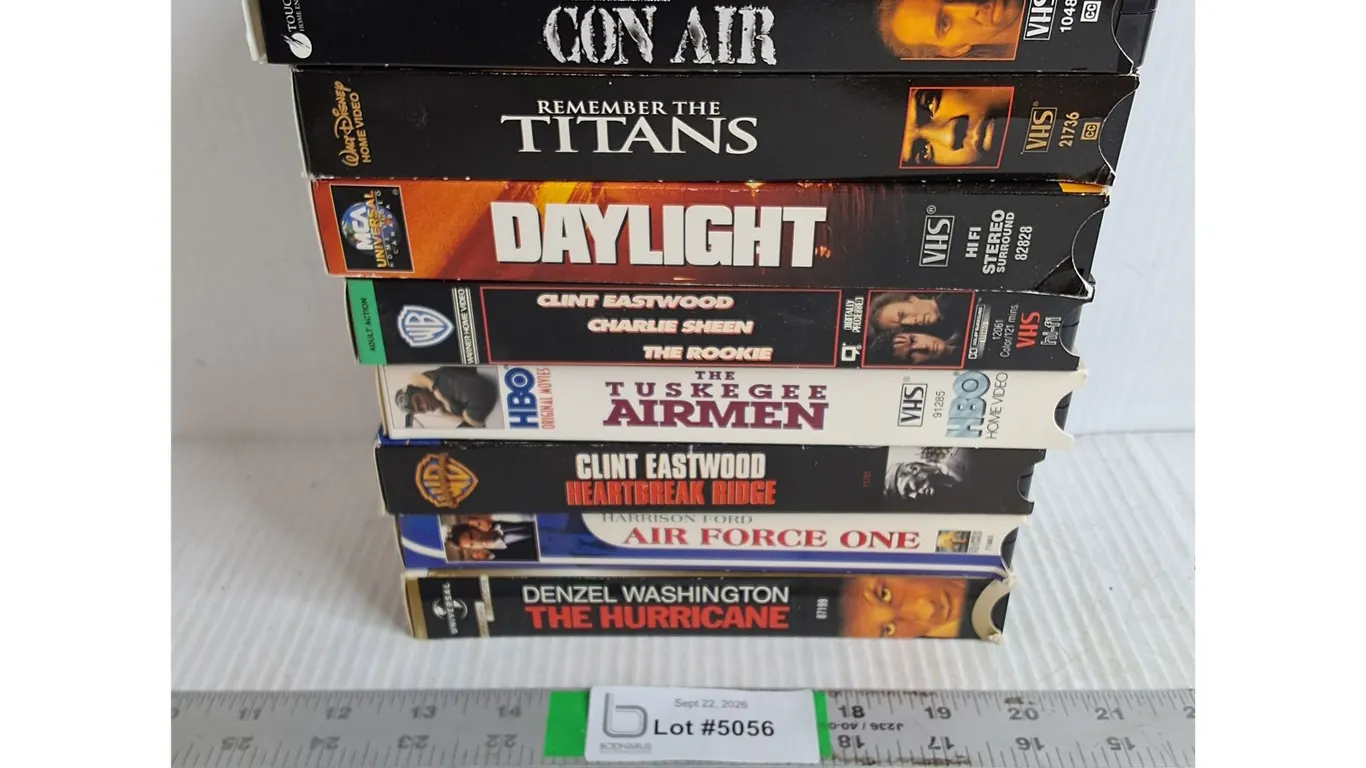 (8) VHS Movies-Con Air,The Rookie,Air Force One,The Hurricane and more
