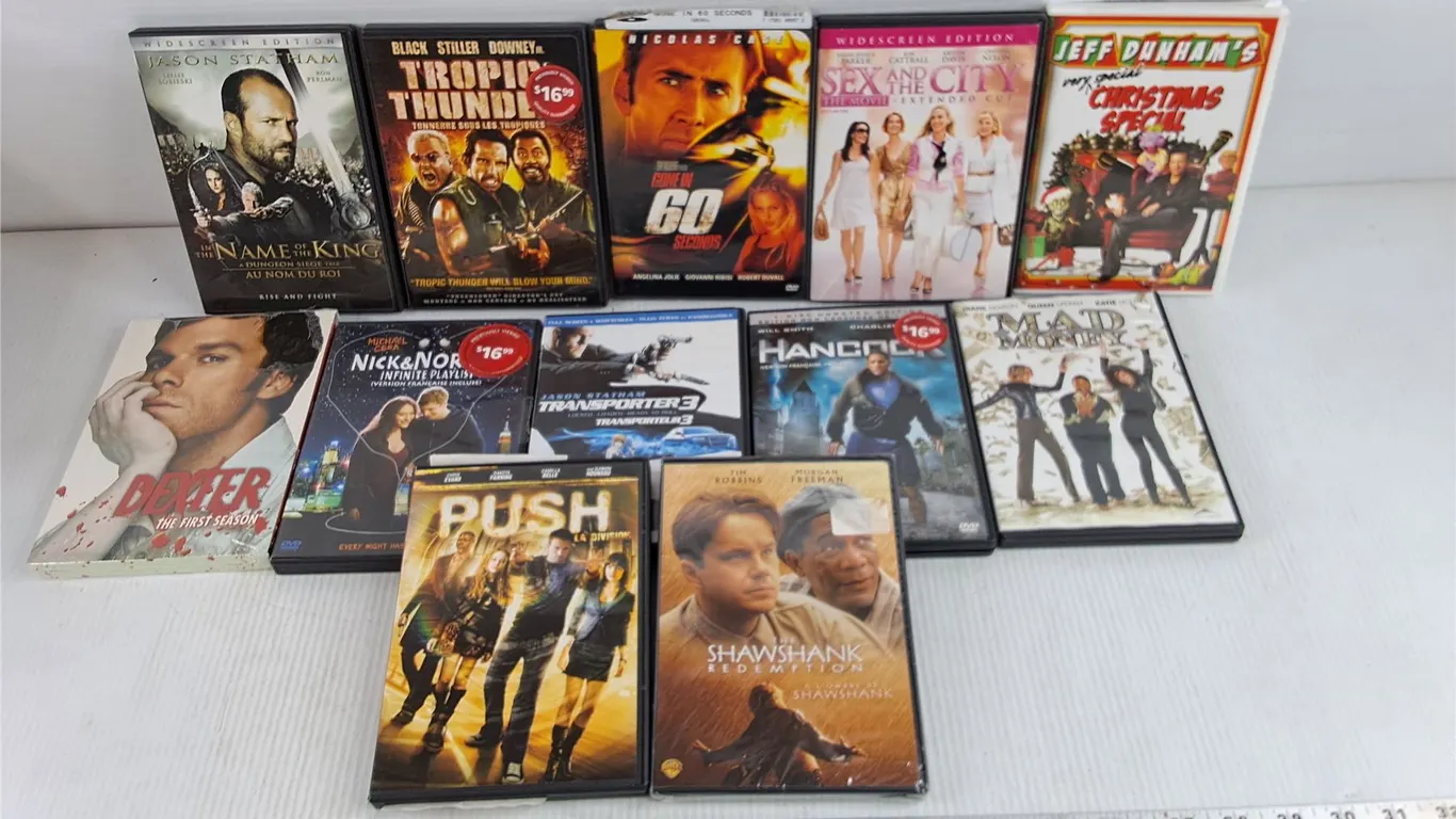 Assorted DVD Movies - Push, Transporter, Dexter, Miscn