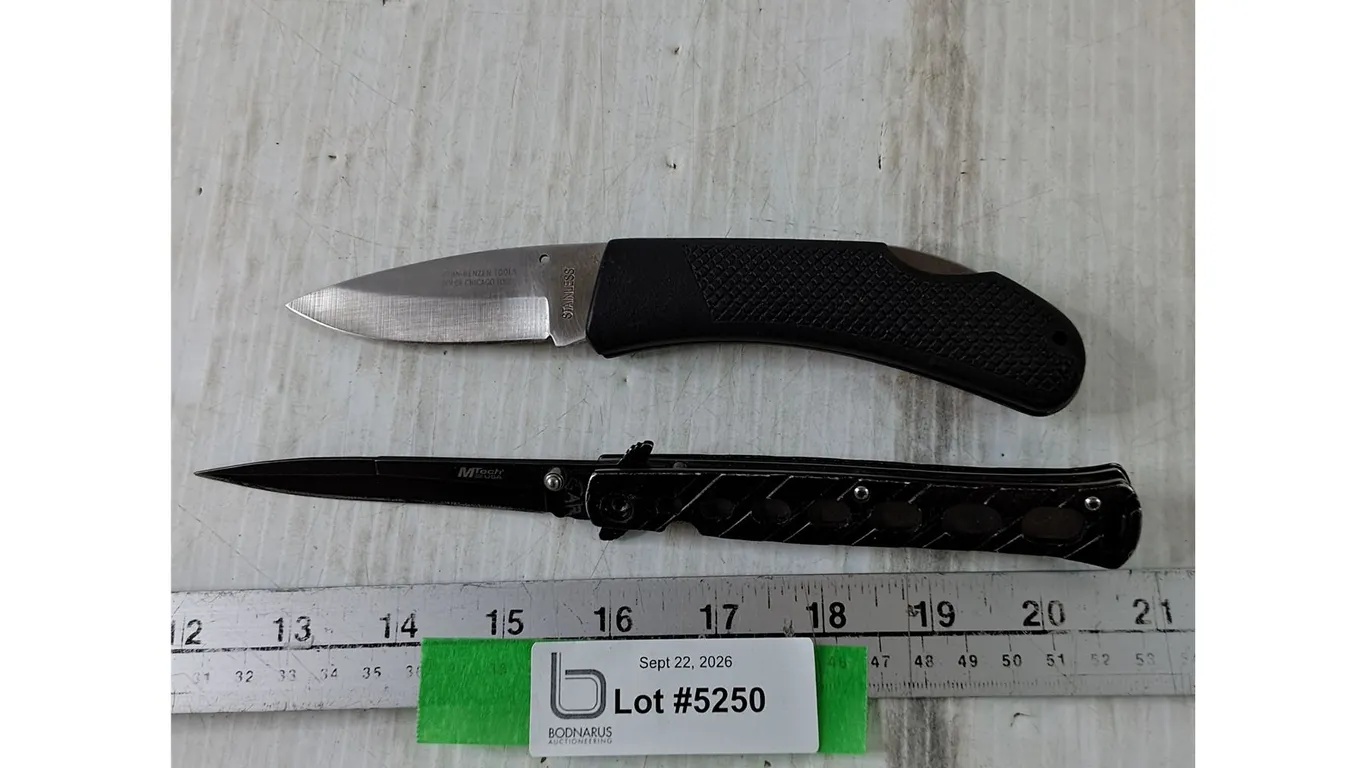 (2) Folding Knives, M Tech USA, John Benzen Tools
