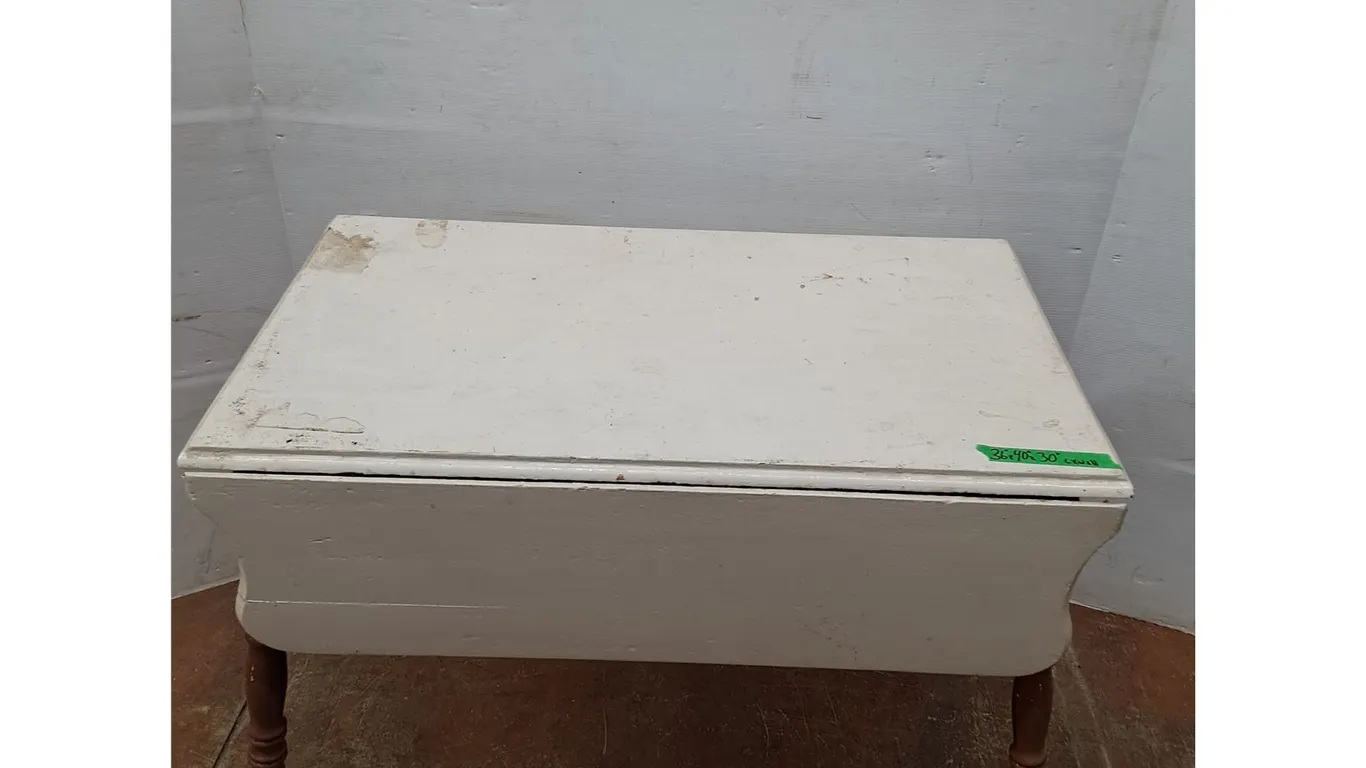 *White Wooden Drop Leaf Table with Missing Brackets No Shipping