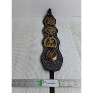 (1) Leather Strap with 4 Horse Brasses